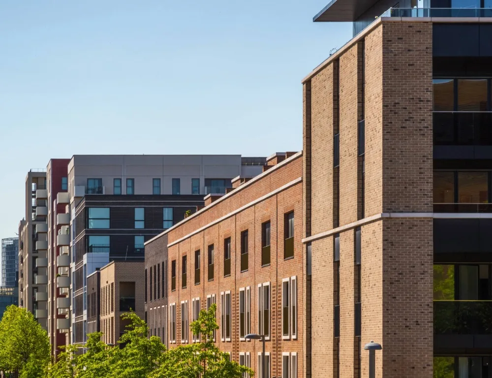 A large block of apartments.