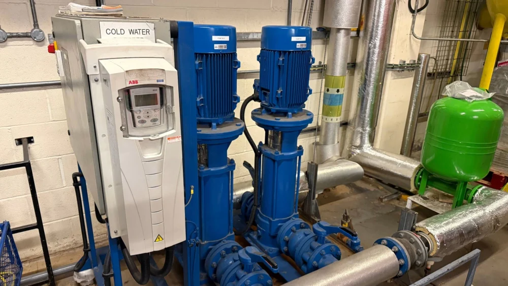 Cold water booster pumps at the University Hospital of North Durham.